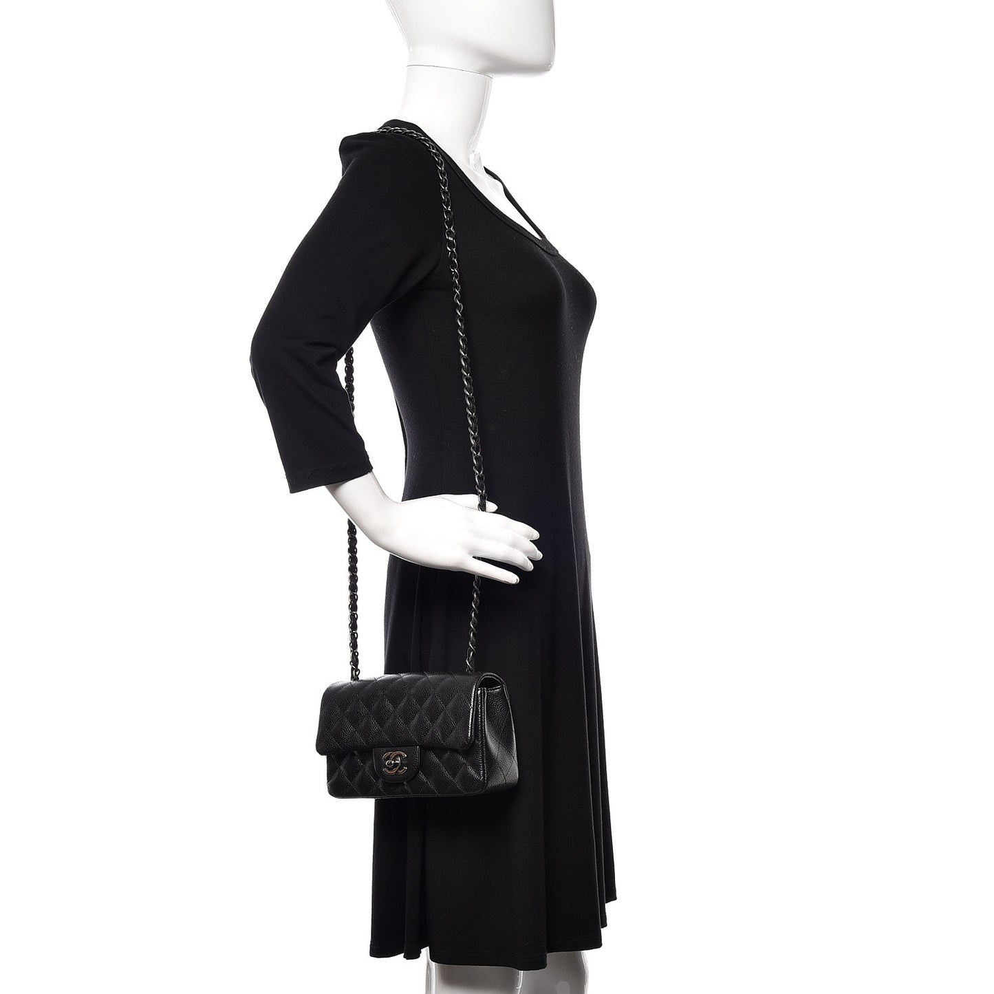 Caviar Quilted Mini Rectangular Flap Black