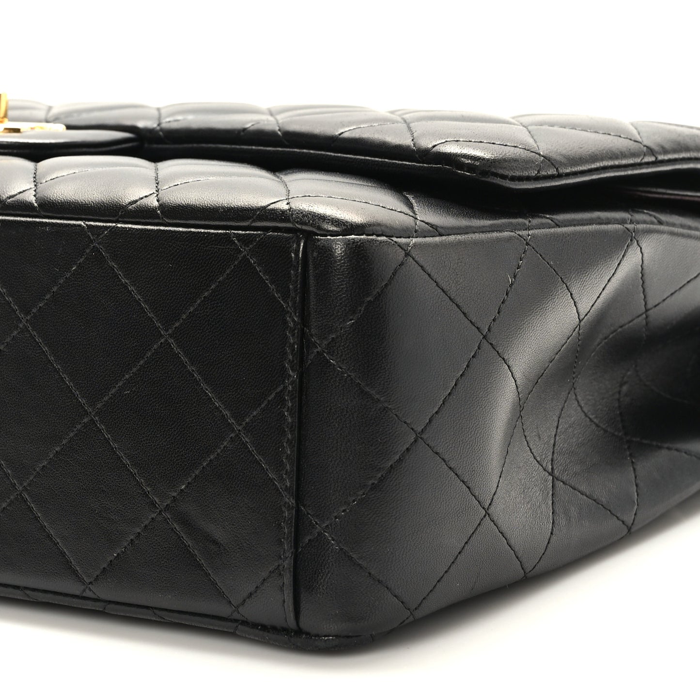Lambskin Quilted Maxi Double Flap Black
