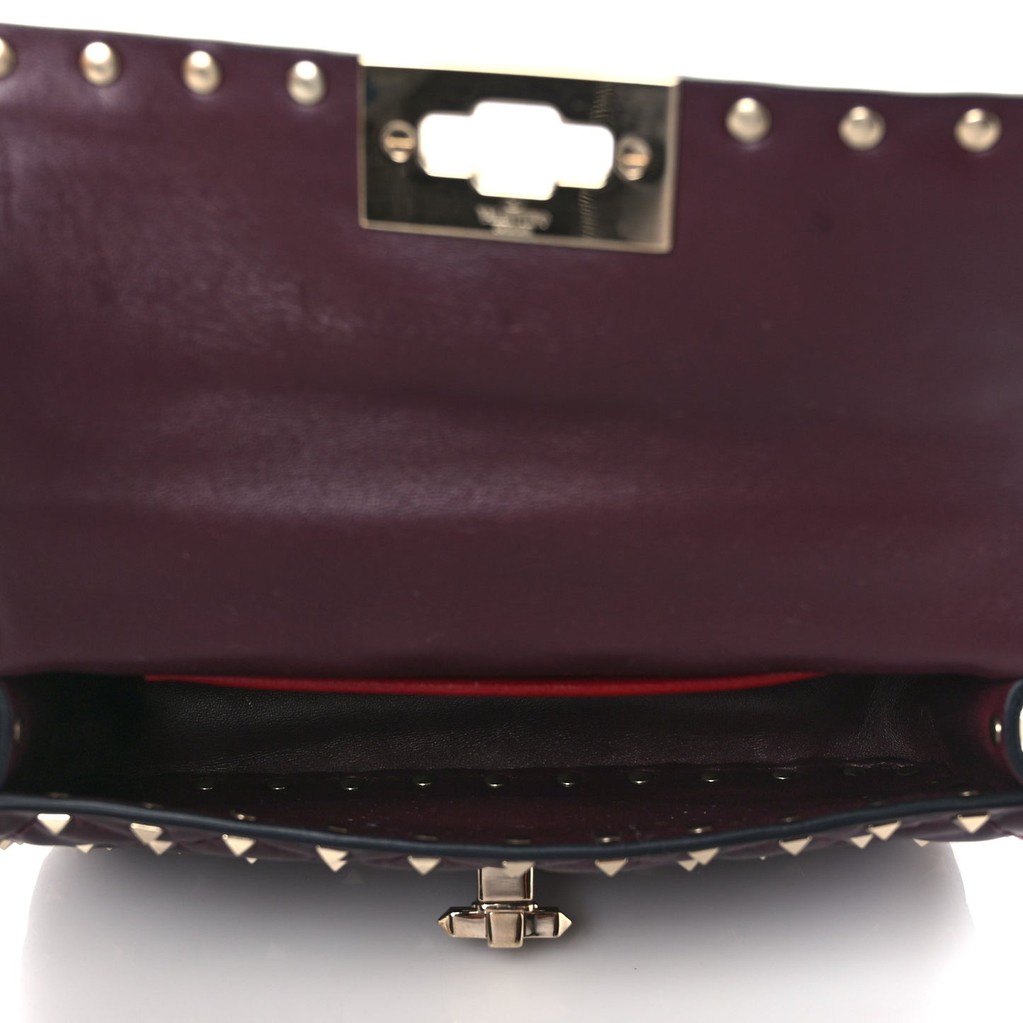 Lambskin Small Rockstud Spike Shoulder Bag Rubin