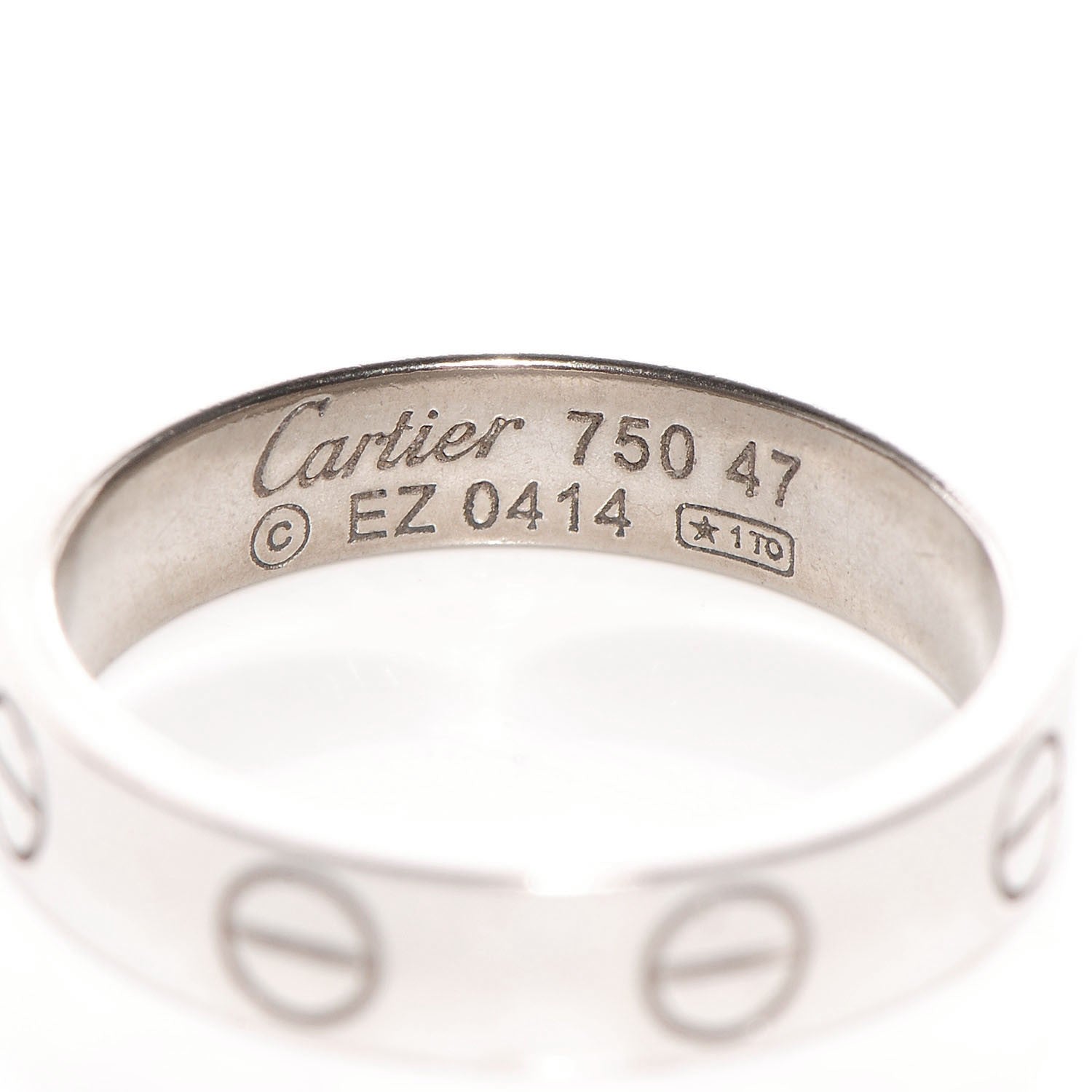 Cartier 18K White Gold 3.5mm LOVE Wedding Band Ring 47 4 3 of 5