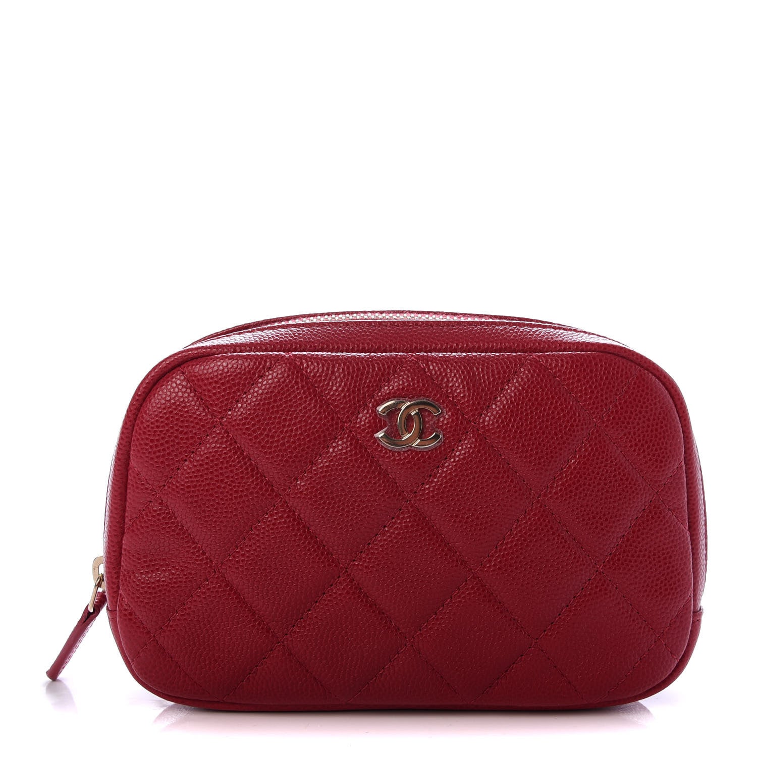 Chanel Caviar Quilted Small Curvy Pouch Cosmetic Case Dark Pink 1 of 7