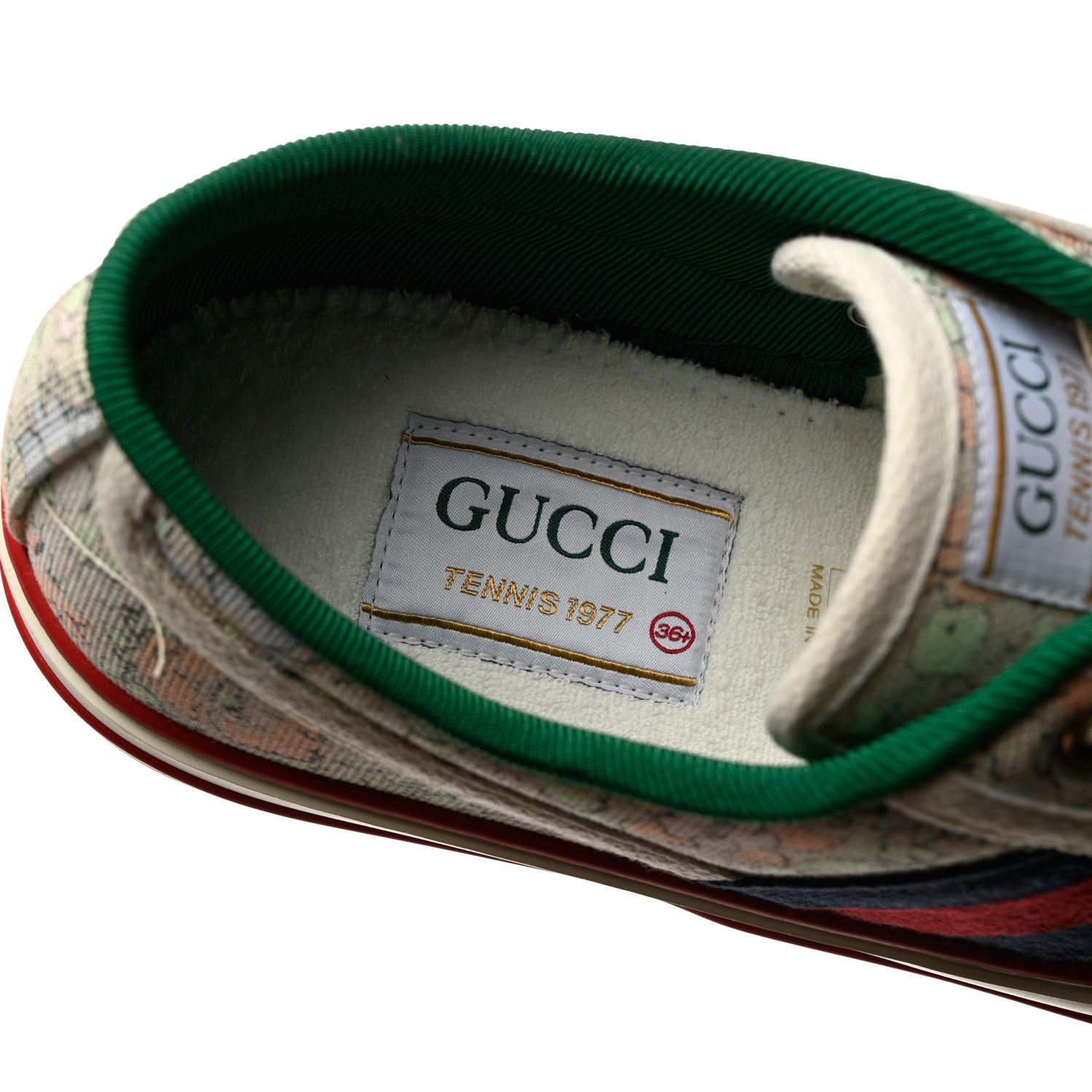 Gucci X LIBERTY OF LONDON Canvas Web Tracy Print Womens 1977 Tennis Sneakers 36.5 Mint Peach Mystic White 6 of 8
