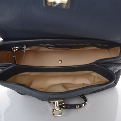Valentino Garavani Grained Lagun Calfskin Rockstud Twiny Top Handle Bag Marine 5 of 7