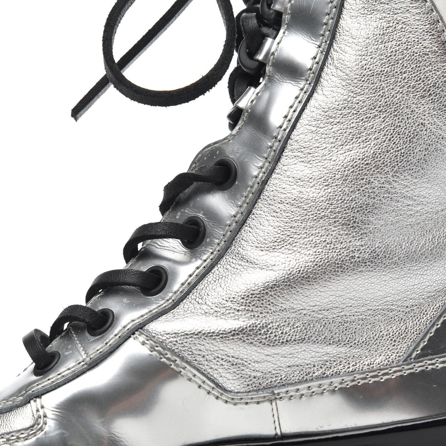 Patent Calfskin Spaceship Laureate Platform Desert Boots 37.5 Silver