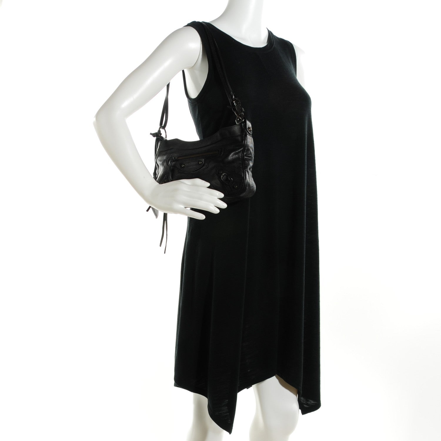 Balenciaga Agneau Lizard Embossed Classic Hardware Hip Black 2 of 8