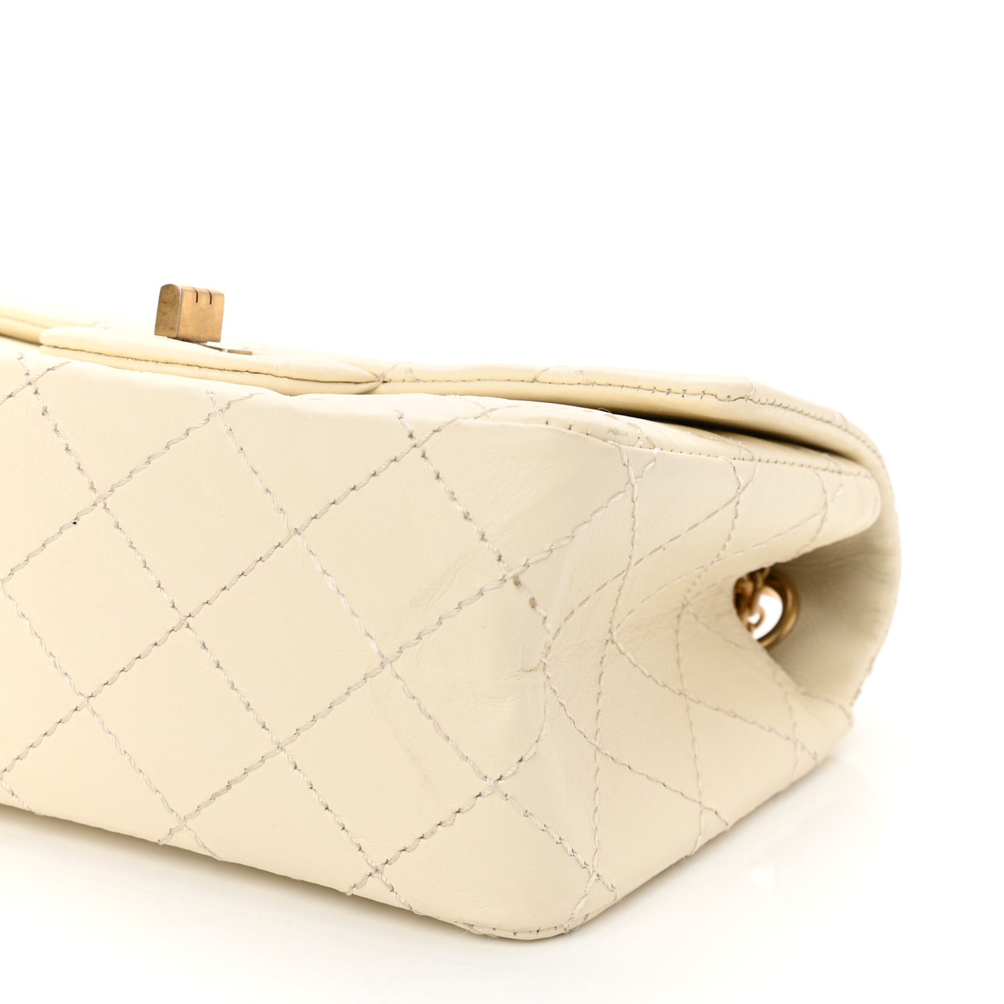 Aged Calfskin Quilted 2.55 Reissue Mini Flap White
