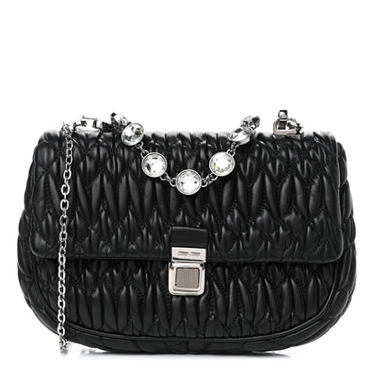 Miu Miu Nappa Matelasse Crystal Chain Crossbody Black 1 of 4