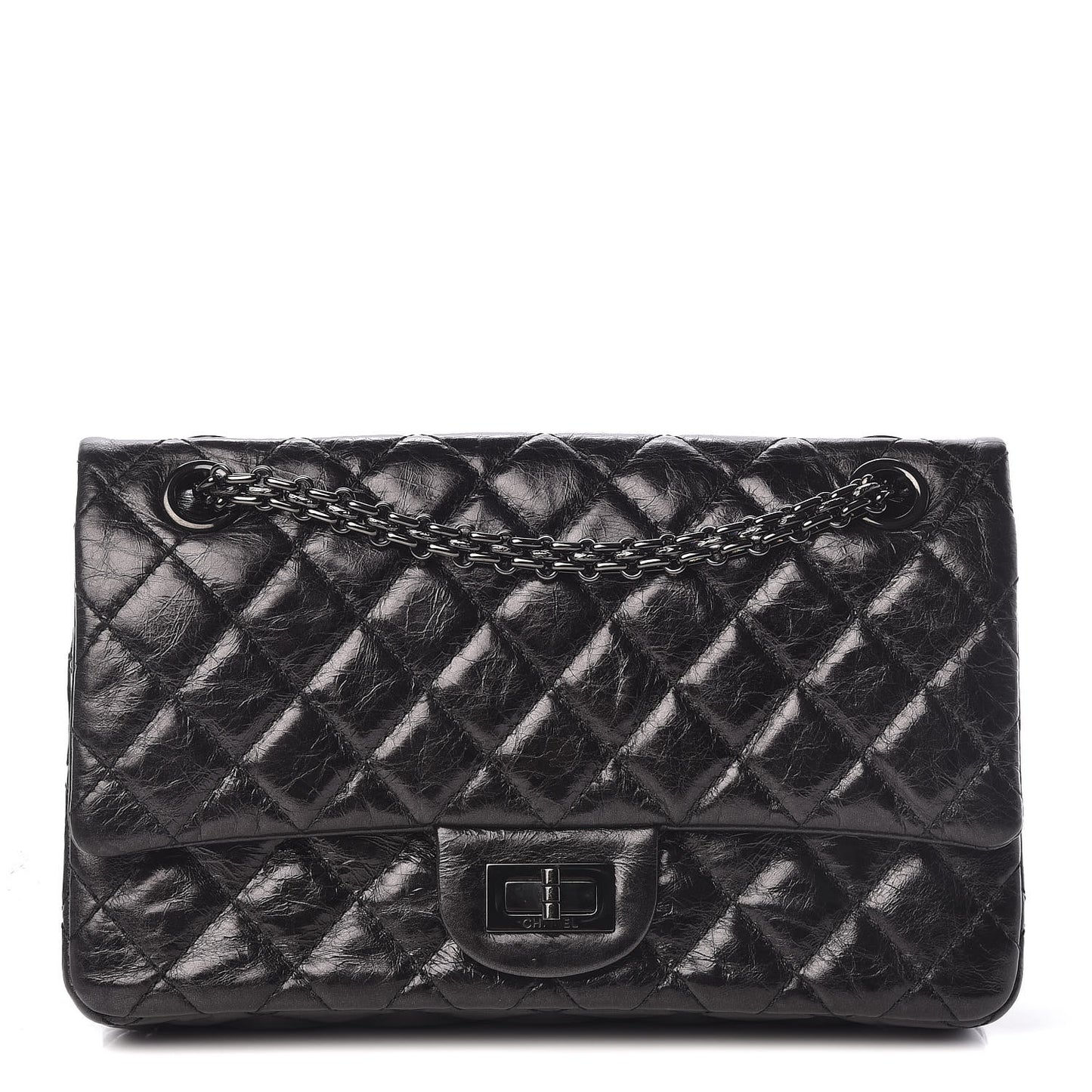 Metallic Aged Calfskin Quilted 2.55 Reissue 225 Flap So Black
