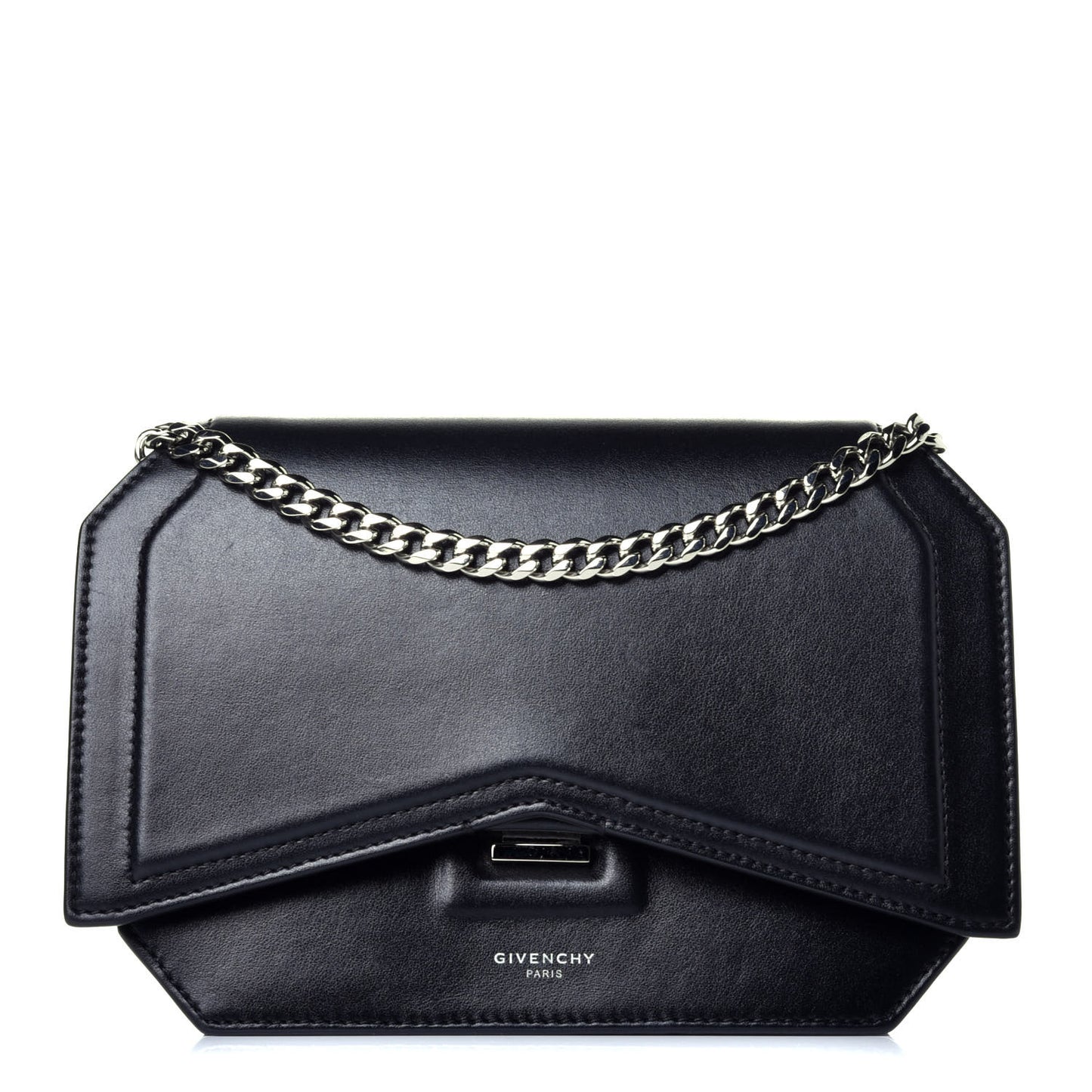 Calfskin Bow Cut Chain Wallet Black