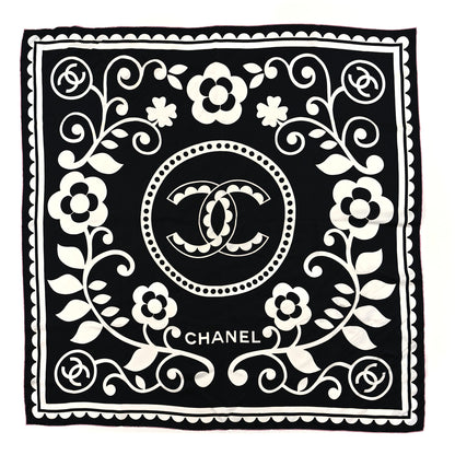 Chanel Silk CC Square Scarf Black White 1 of 4