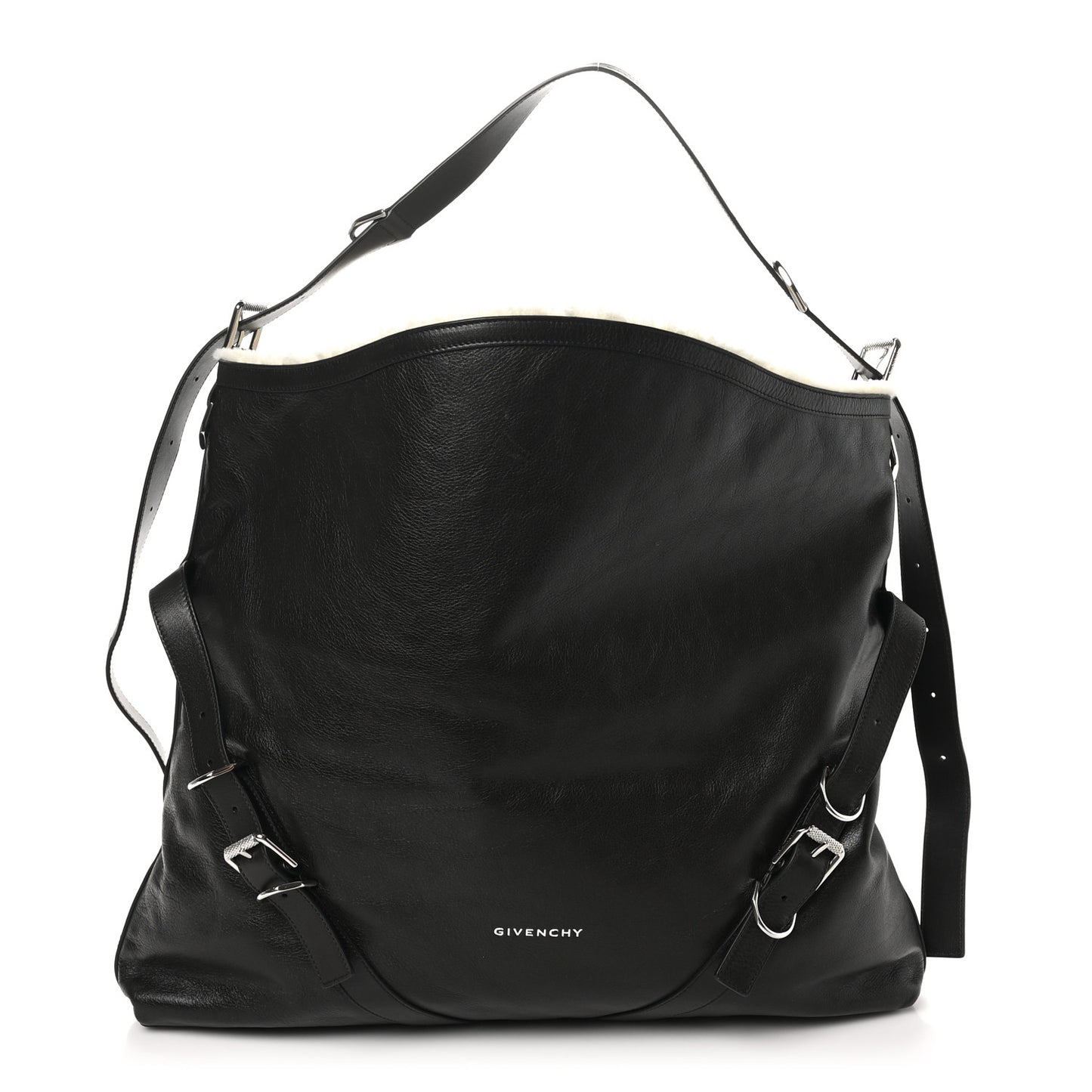 Calfskin Shearling Large Voyou Bag Chocolate