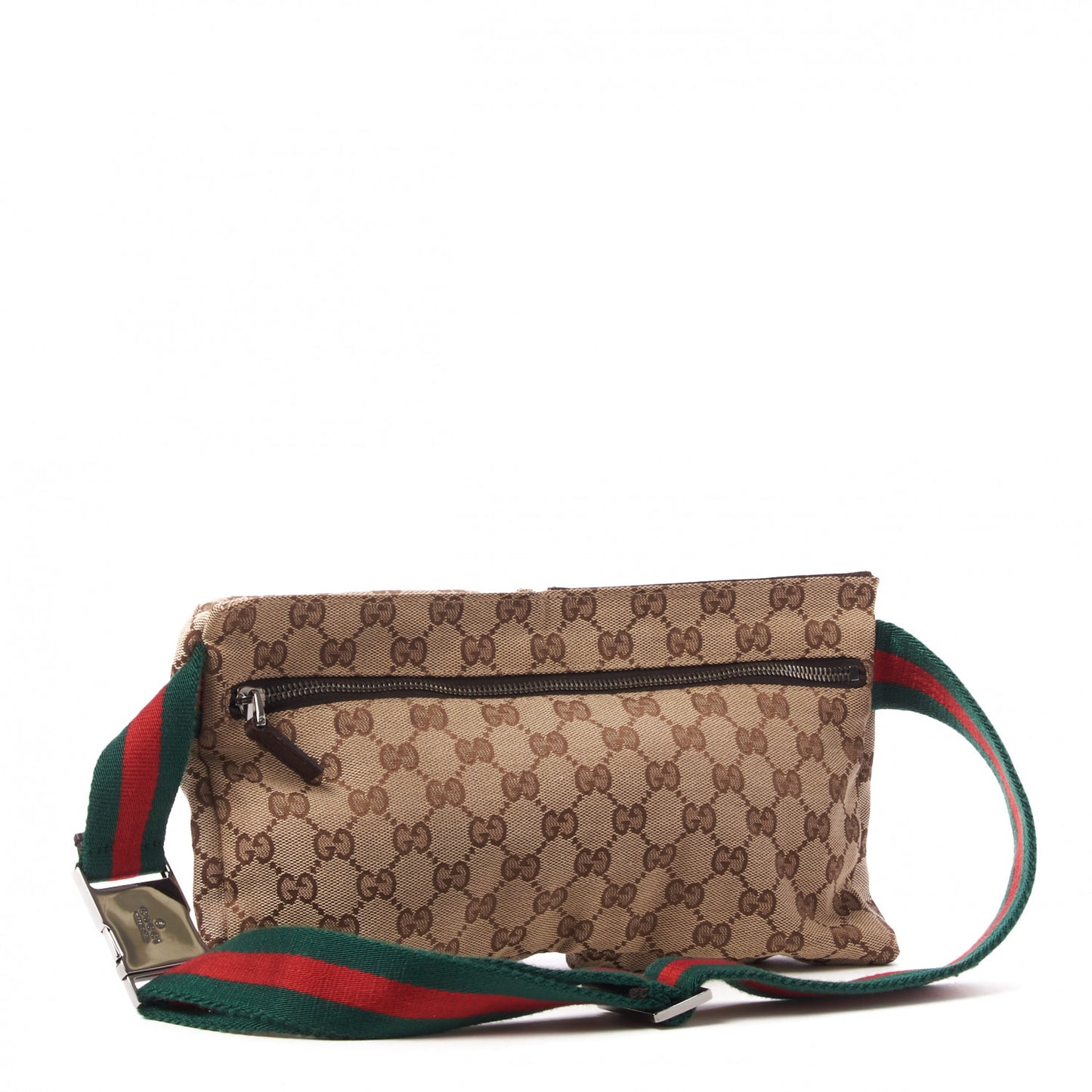 GG Monogram Double Pocket Belt Bag Dark Brown
