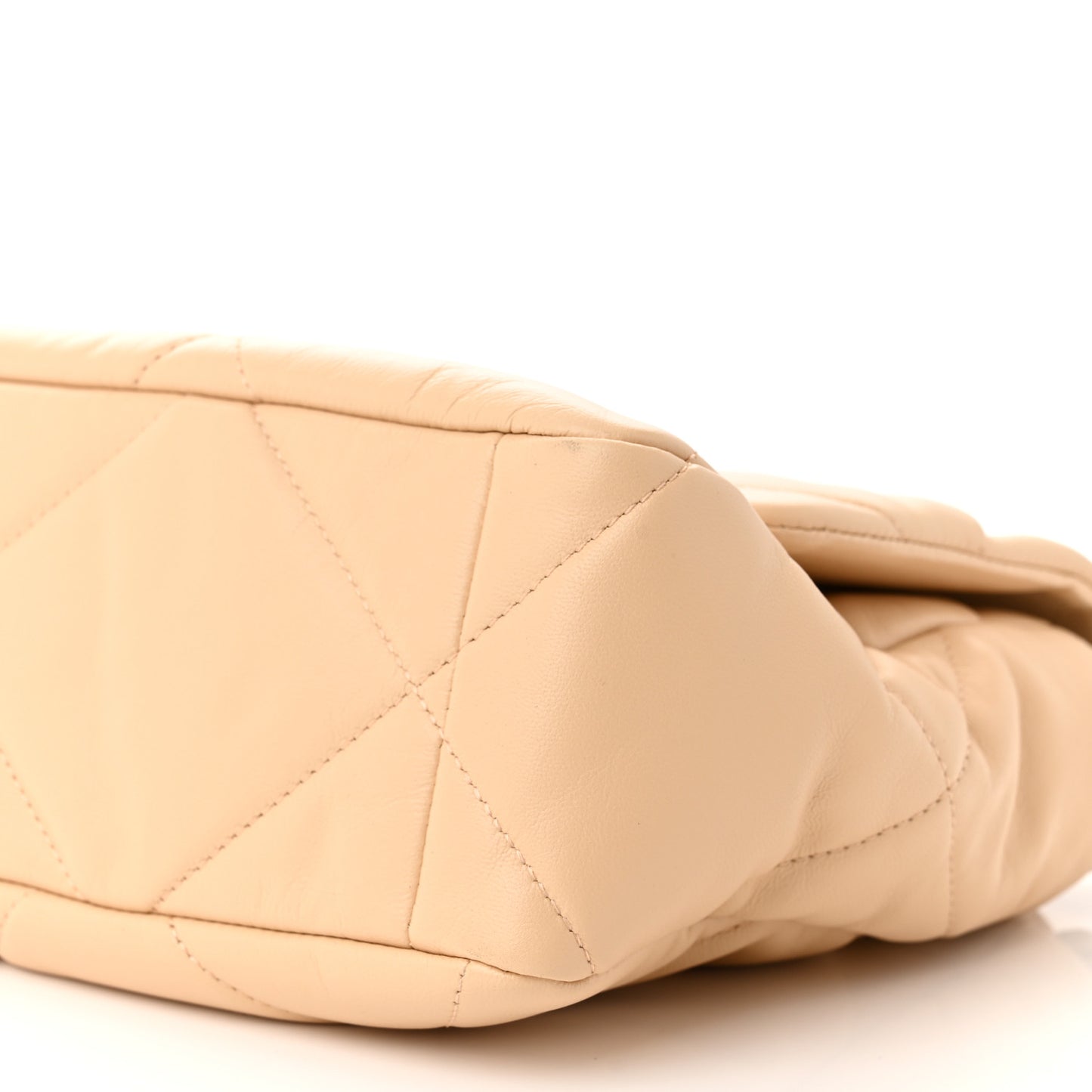 Goatskin Quilted Large Chanel 19 Flap Beige