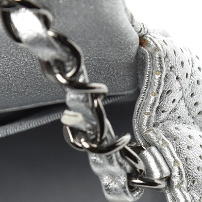 Chanel Metallic Lambskin Perforated Mini Rectangular Flap Silver 12 of 13