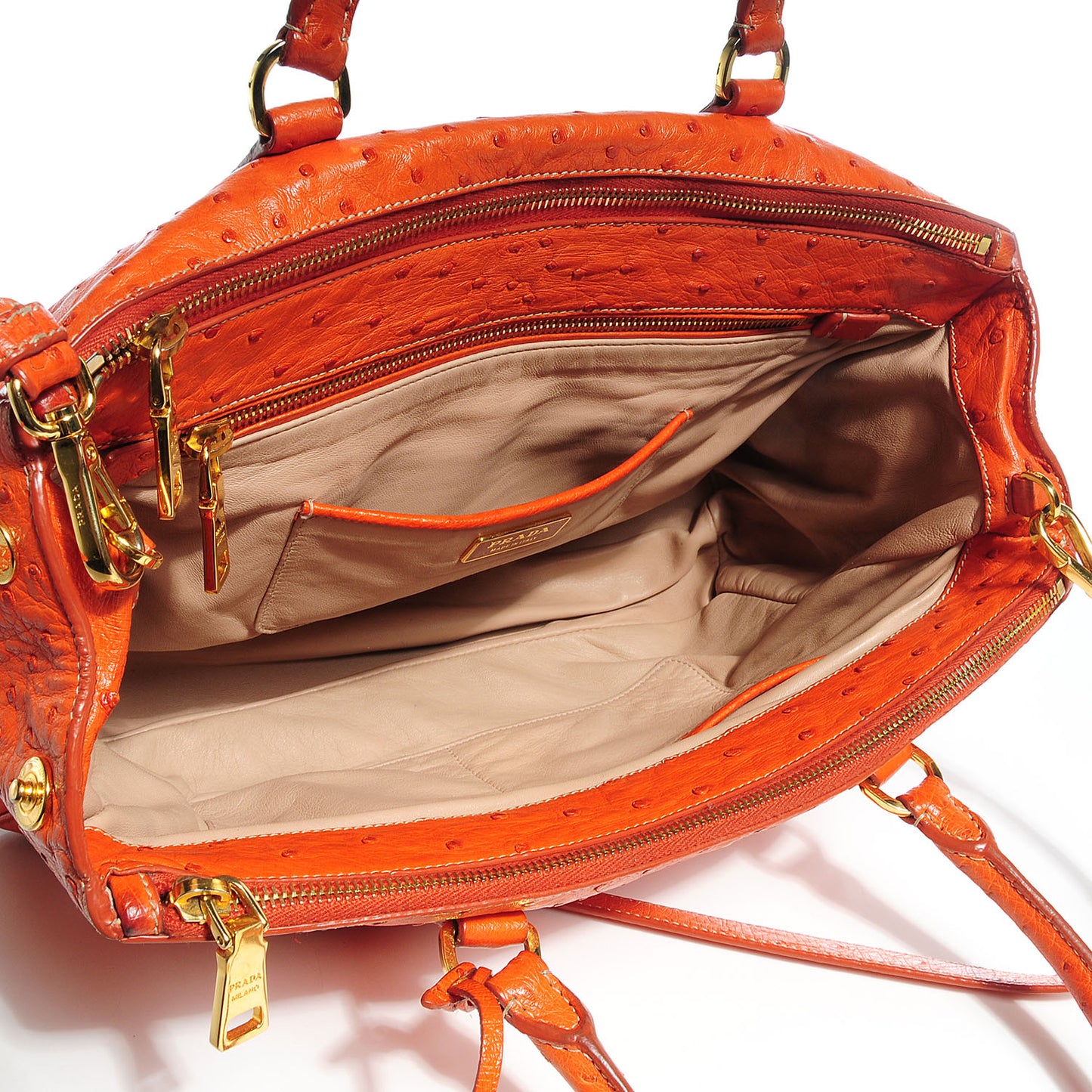 Ostrich Double Zip Tote Papaya