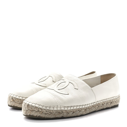 Chanel Grained Calfskin CC Espadrilles 39 White 3 of 8