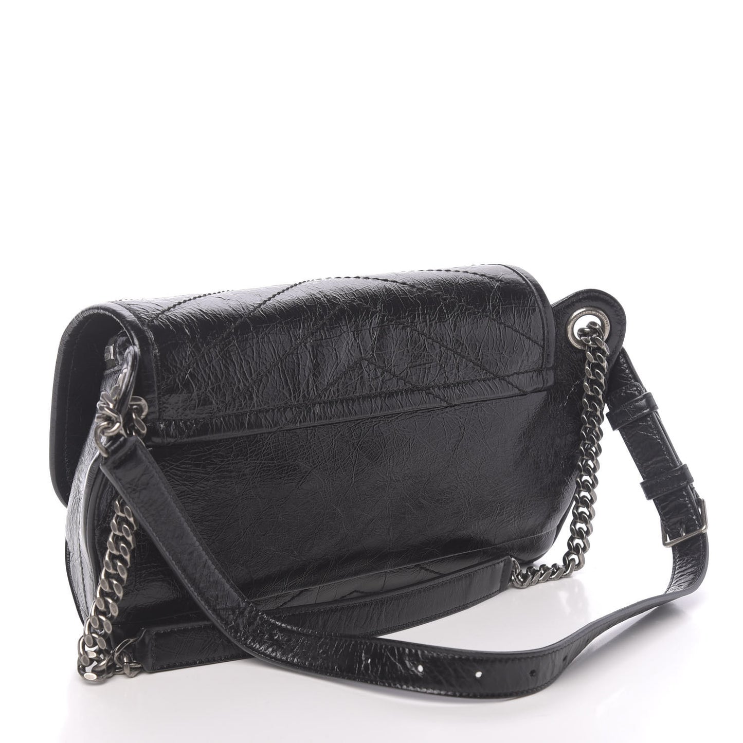 Crinkled Calfskin Matelasse Monogram Niki Body Bag Black