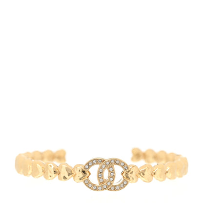 Chanel Crystal CC Heart Link Cuff S Bracelet Gold 1 of 5