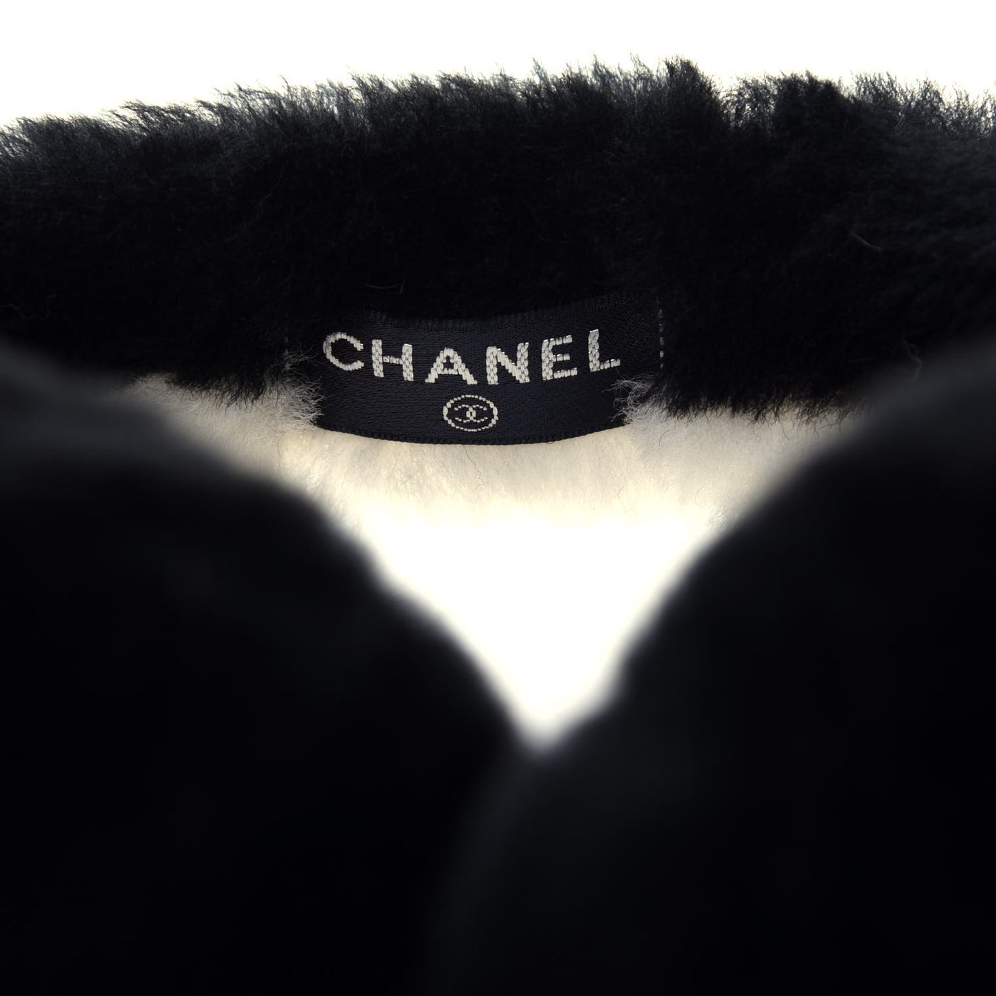 Shearling CC Ear Muffs Black White