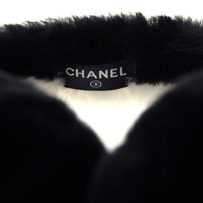 Chanel Shearling CC Ear Muffs Black White 7 of 10