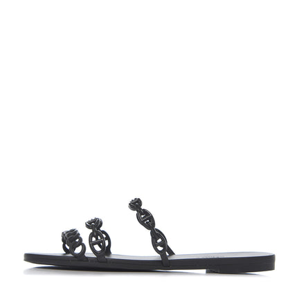 Hermes Rubber Chaine d'Ancre Rivage Sandals 40 Black 1 of 8