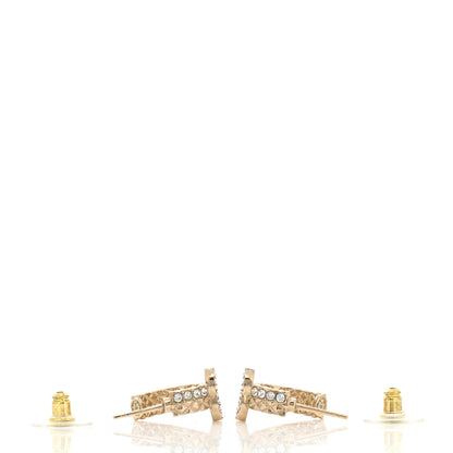 Chanel Crystal Quilted CC Hoop Earrings Gold 3 of 4