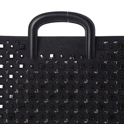Christian Louboutin Calfskin Spiked Studded Large Trictrac Portfolio Bag Black 9 of 9