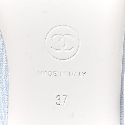 Chanel Fabric Grosgrain Mary Jane Flats 37 Light Blue Black 8 of 10