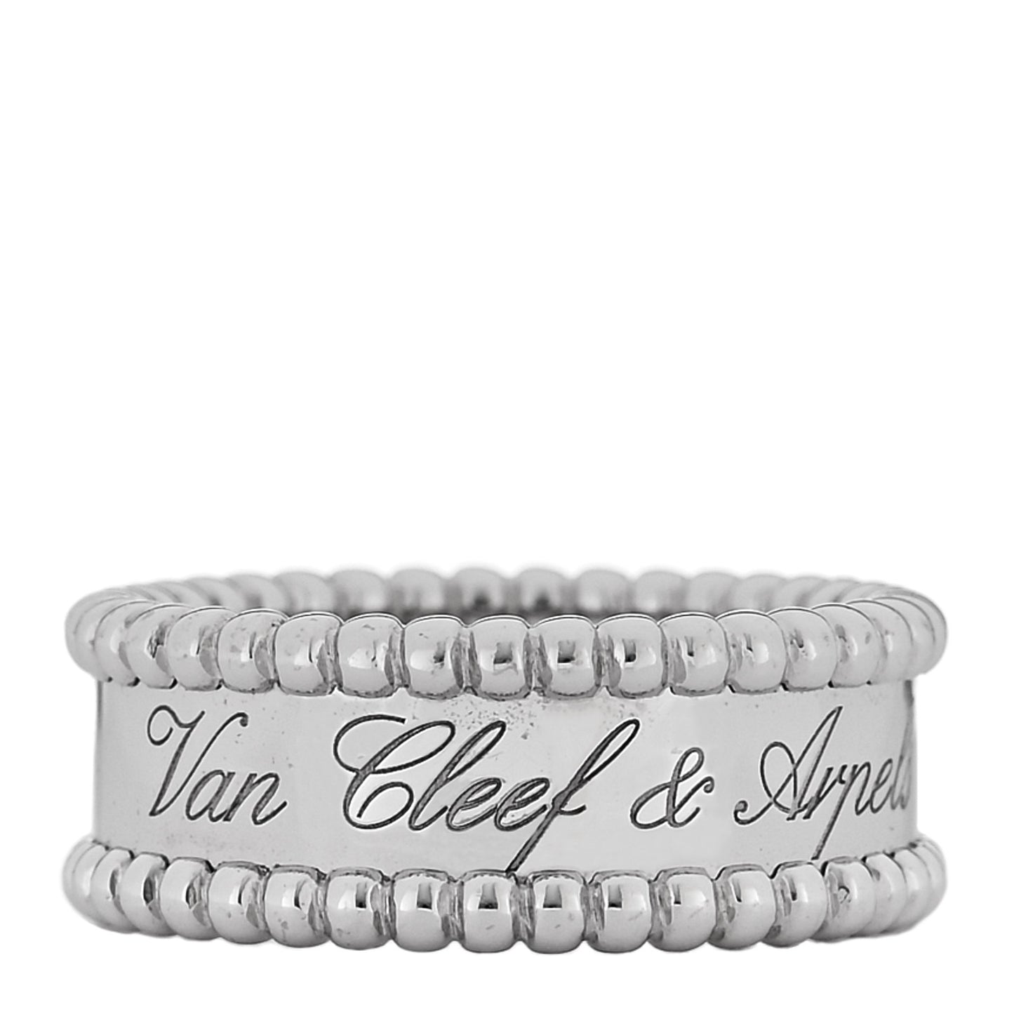 18K White Gold Perlee Signature Ring 53 6.25
