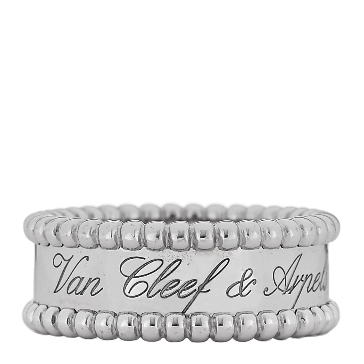 Van Cleef & Arpels 18K White Gold Perlee Signature Ring 53 6.25 1 of 5