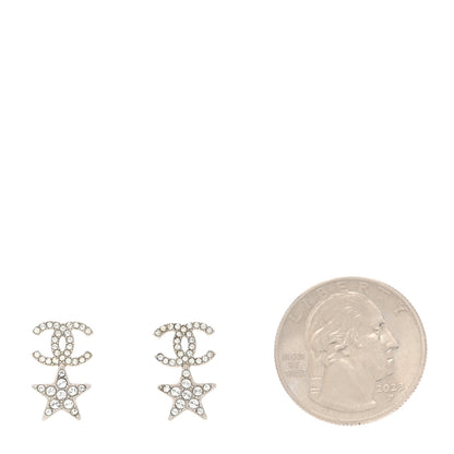 Chanel Crystal CC Starfall Drop Earrings Silver 2 of 5