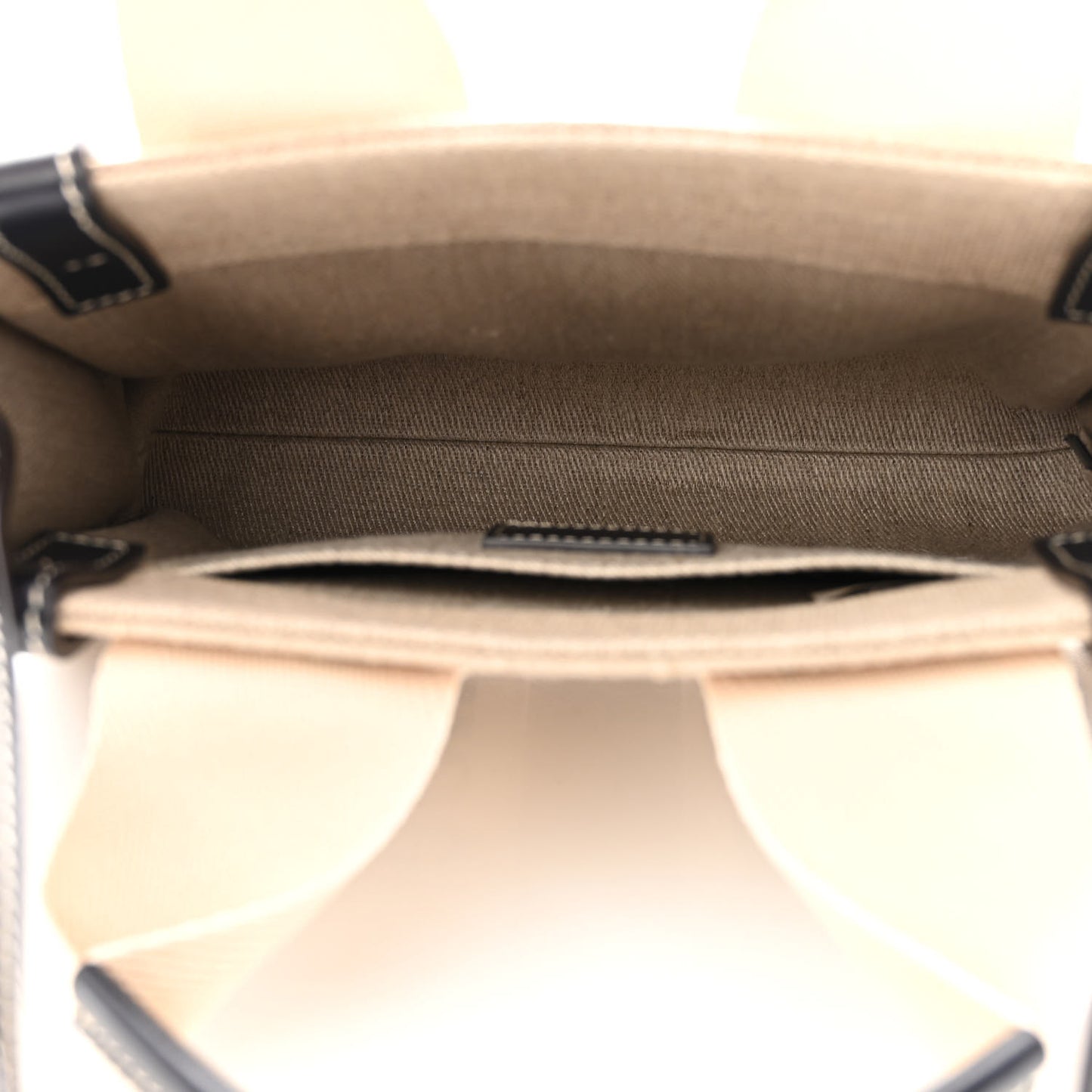 Linen Calfskin Small Woody Ribbon Tote With Strap White Navy