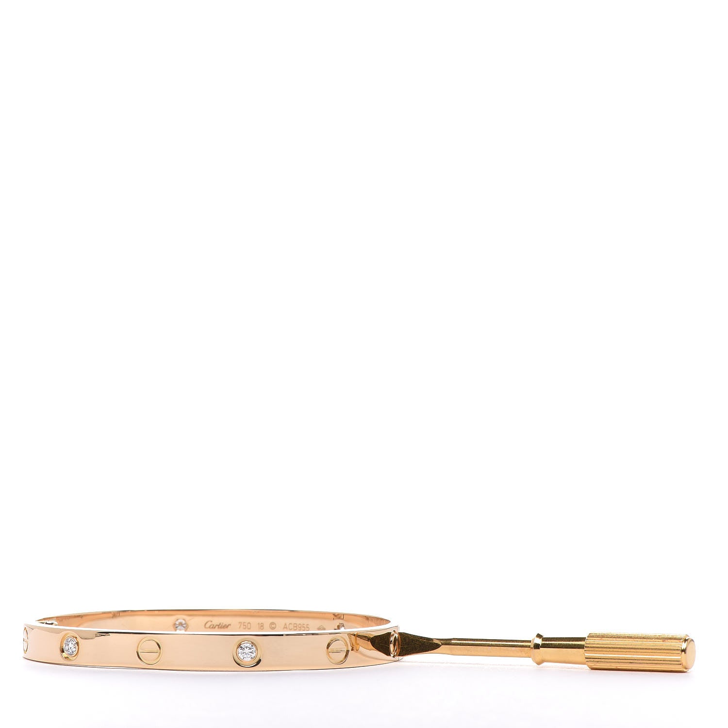 Cartier 18K Yellow Gold 4 Diamond LOVE Bracelet 18 5 of 6