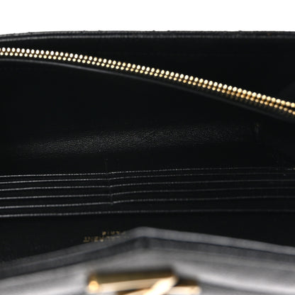 Saint Laurent Grain De Poudre Mixed Matelasse Triquilt Monogram Chain Wallet Black 6 of 11