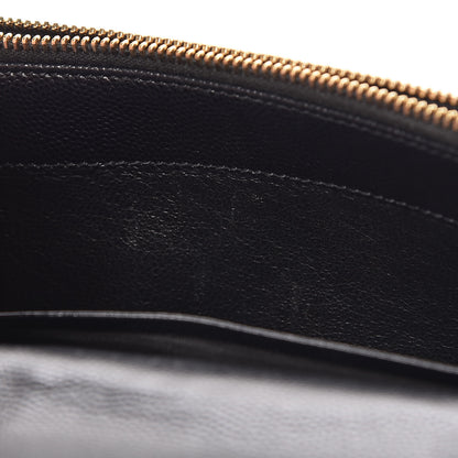Saint Laurent Grain De Poudre Matelasse Chevron Monogram Envelope Chain Wallet Black 10 of 10