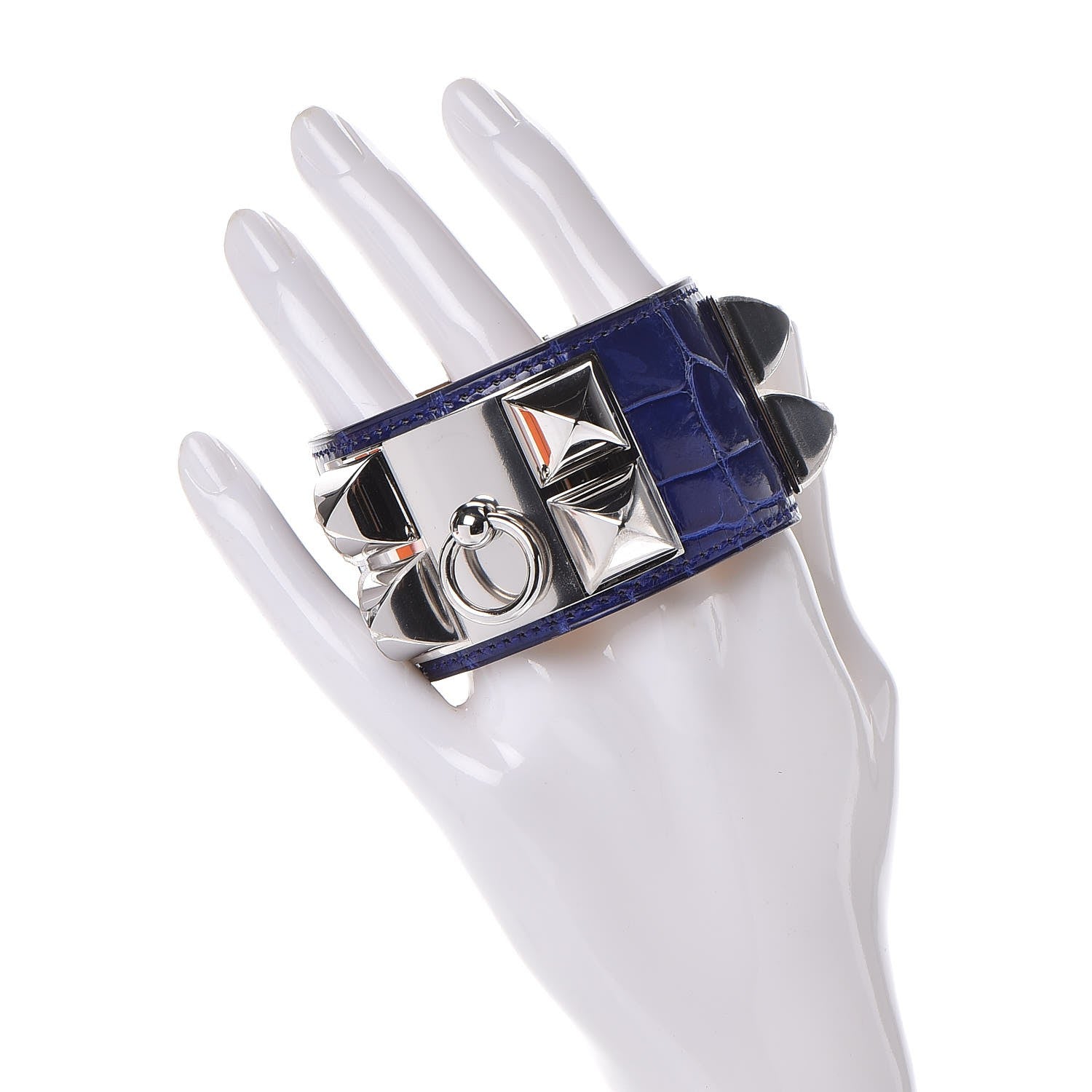 Hermes Shiny Alligator Collier De Chien CDC Bracelet S Bleu Electrique 2 of 8