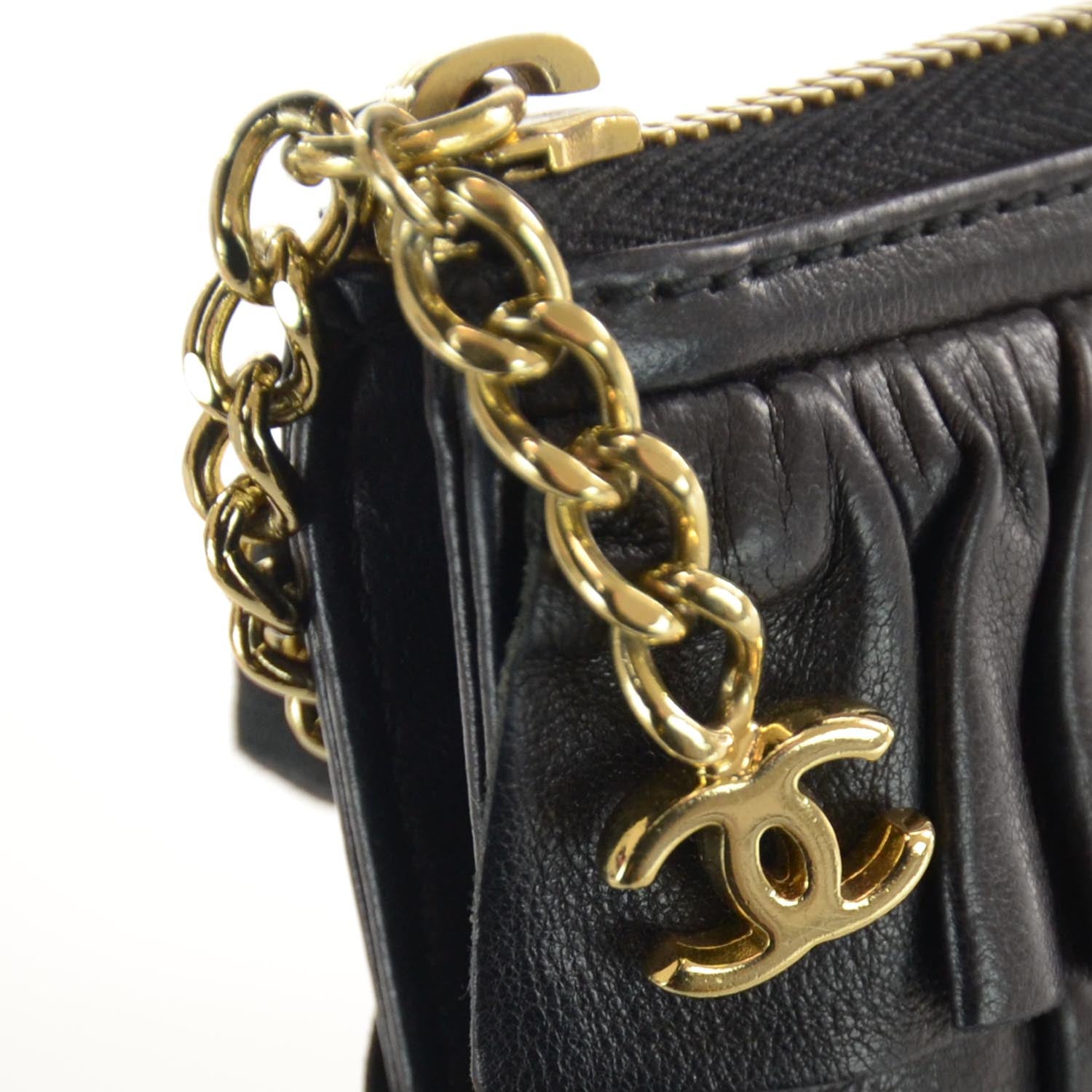 Chanel Lambskin Ruffle Evening Bag Black 8 of 8
