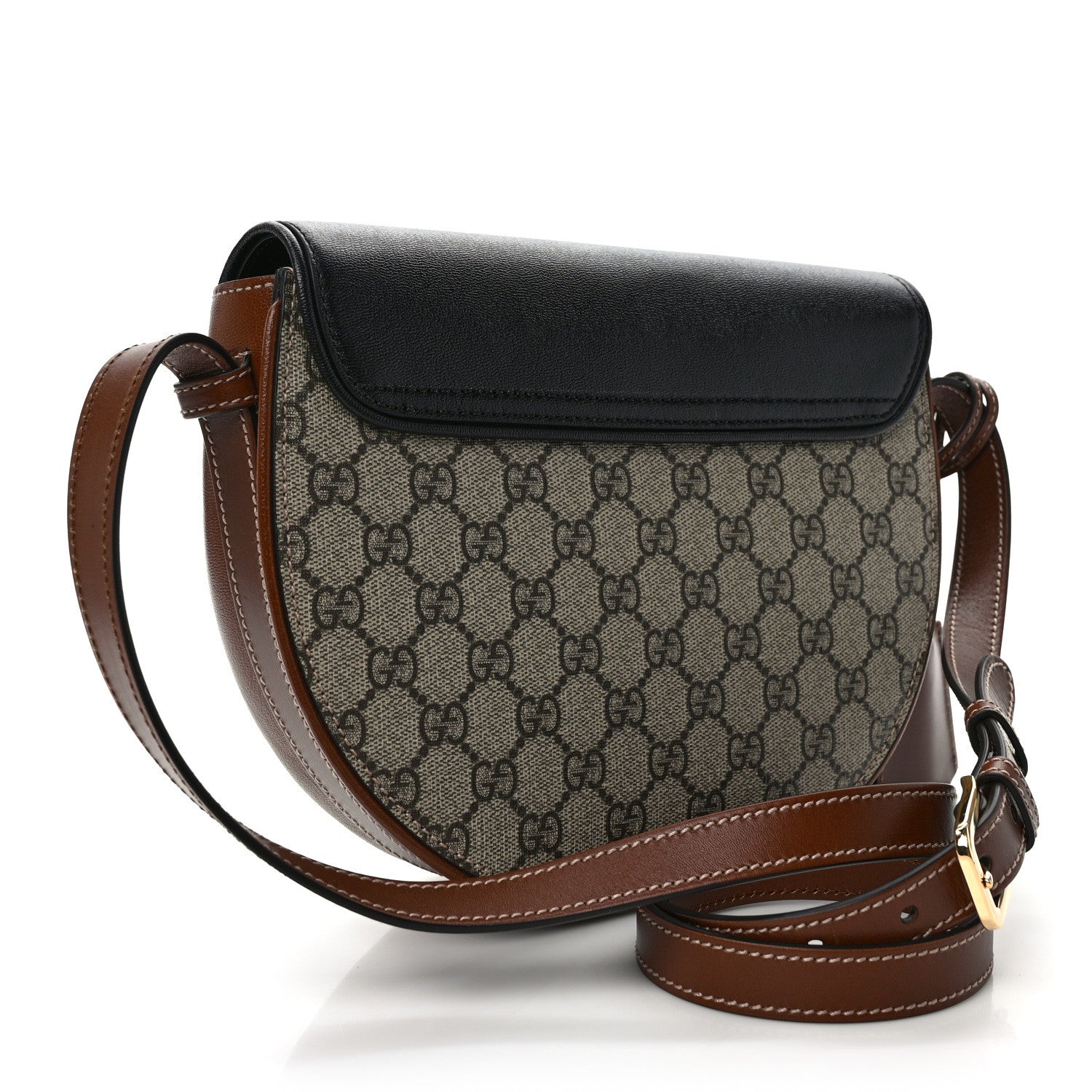 Gucci GG Supreme Monogram Calfskin Small Padlock Messenger Shoulder Bag Beige Black Cuir 3 of 9