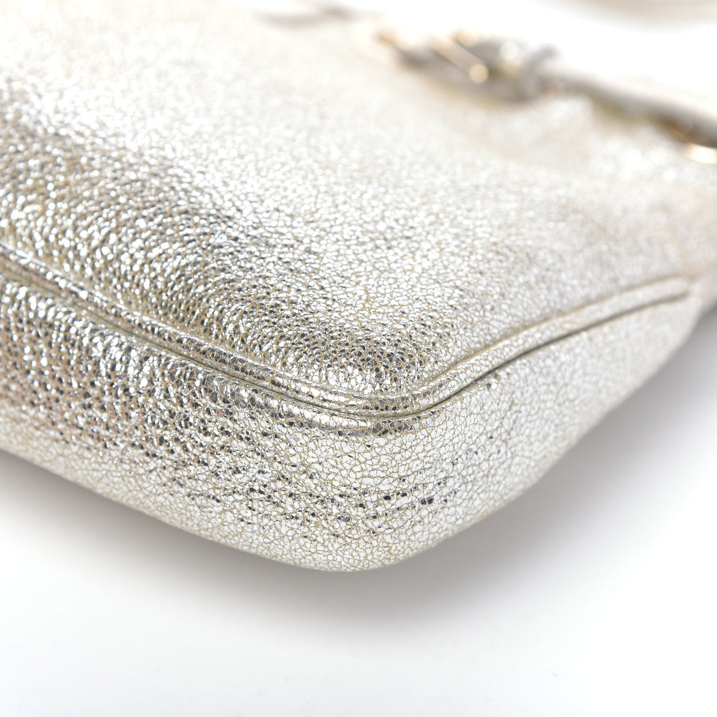 Metallic Calfskin Rhea Shoulder Bag Silver