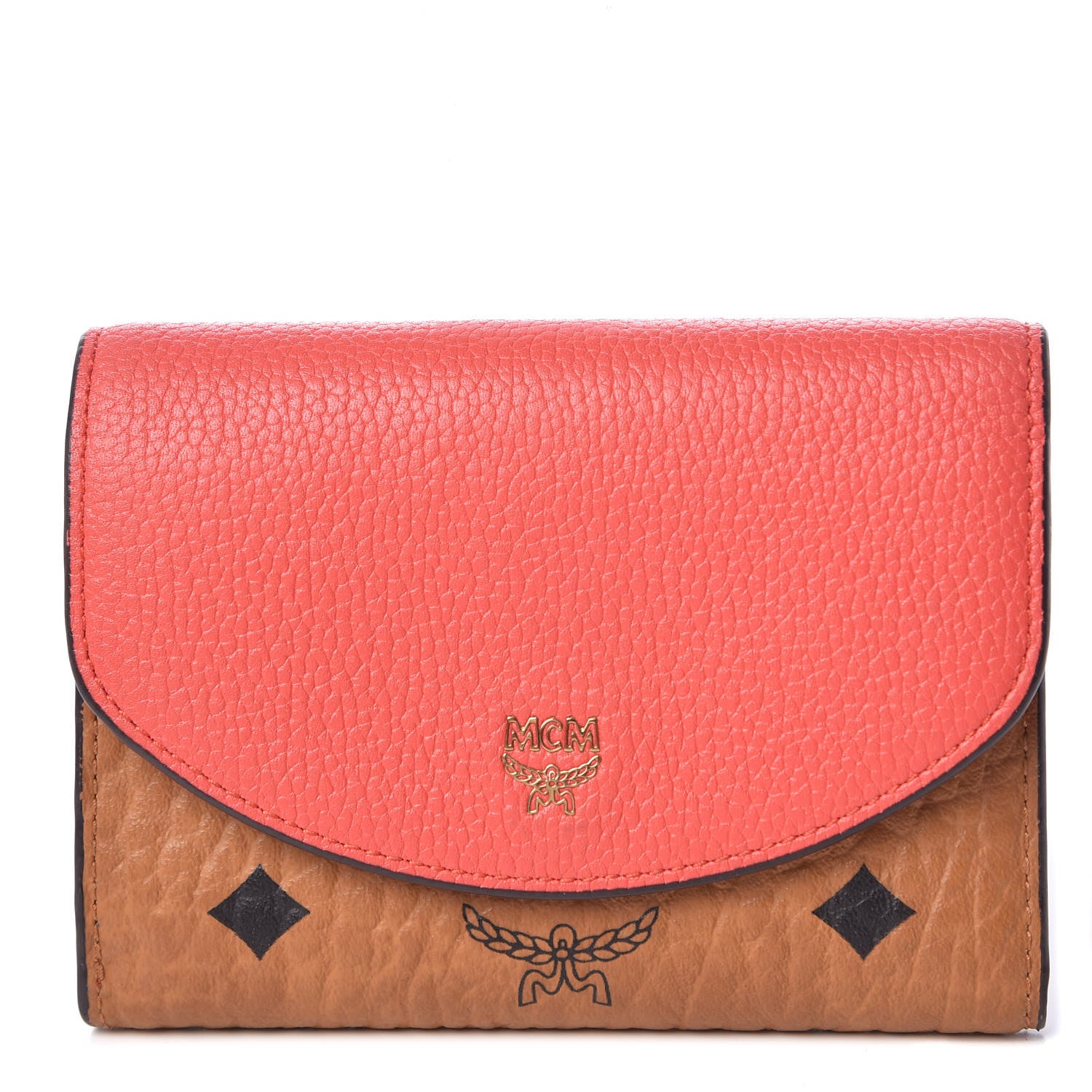 MCM Visetos Grained Calfskin Tri-Fold Wallet Marigold Orange 1 of 8