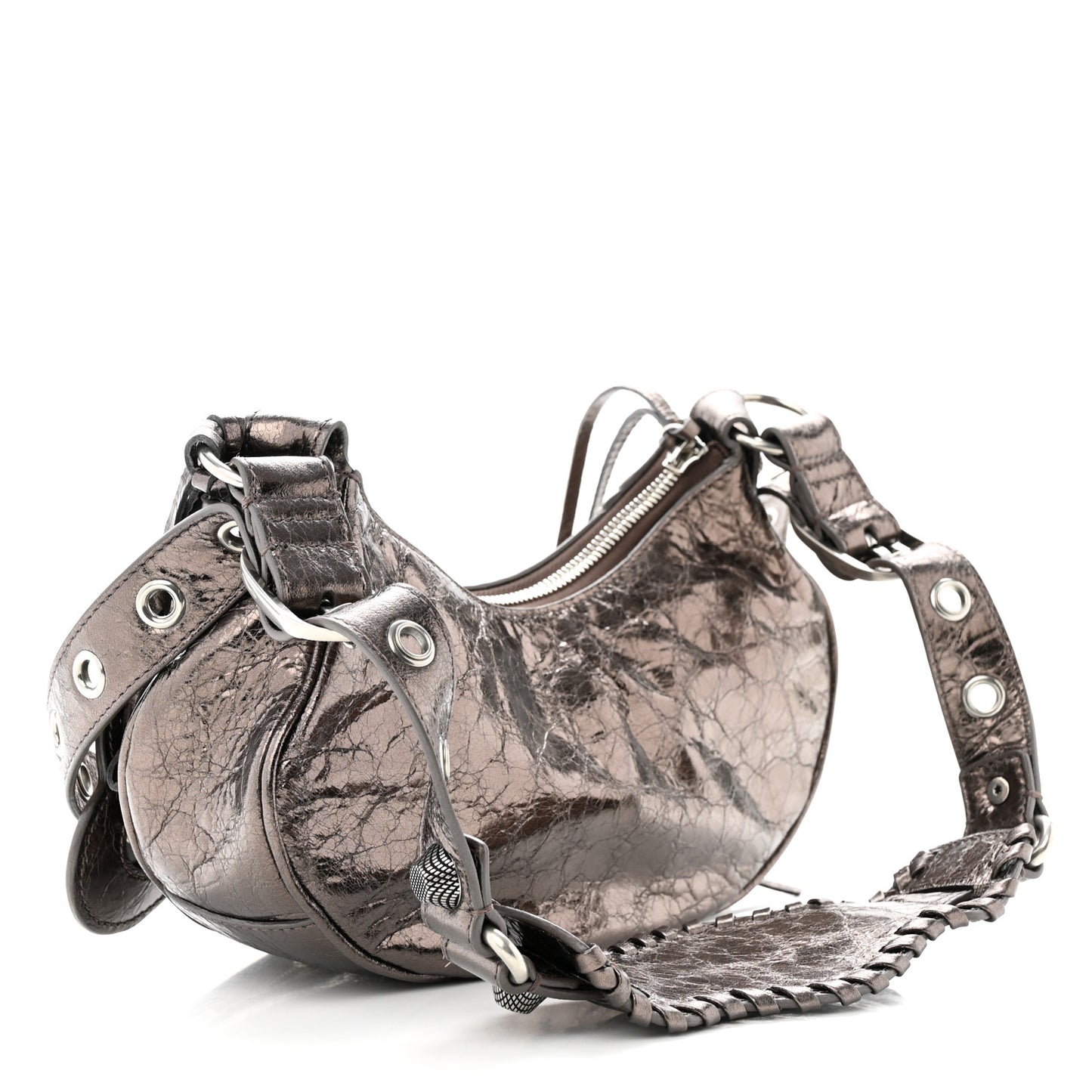 Metallic Agneau Arena Le Cagole Shoulder Bag XS Dark Bronze
