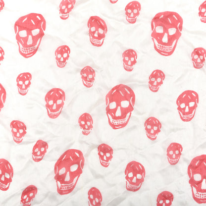 Alexander McQueen Silk Chiffon Skull Scarf White Red 2 of 4