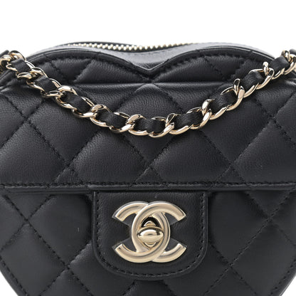 Chanel Lambskin Quilted CC In Love Heart Clutch With Chain Black 8 of 11