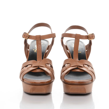Saint Laurent Calfskin Tribute 75 Platform Sandals 37.5 Amber 2 of 8
