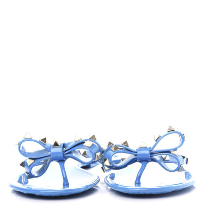 Valentino Garavani PVC Jelly Rockstud Bow Thong Sandals 39 Blue 2 of 9