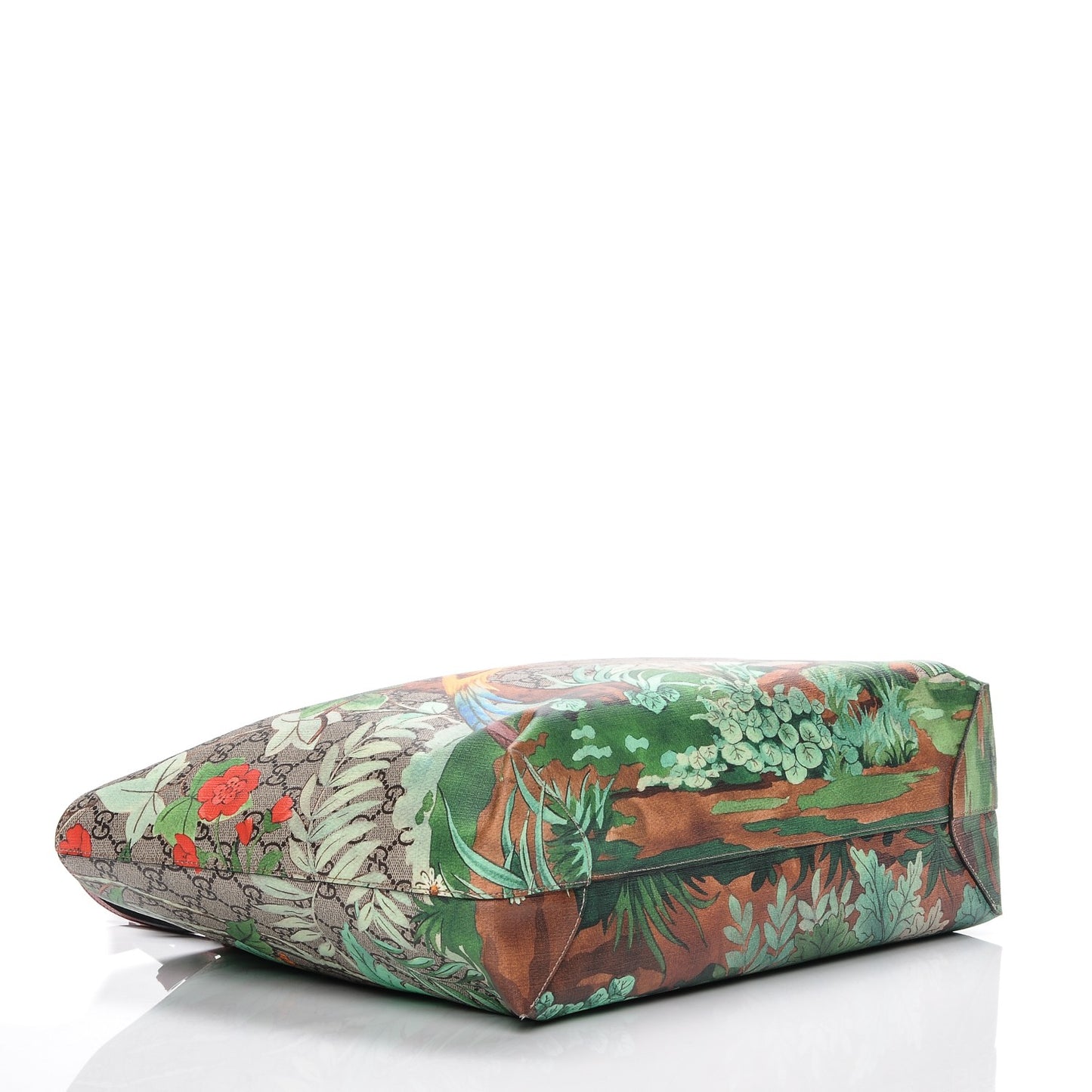 GG Supreme Monogram Tian Medium Shopping Tote Beige Multicolor Red