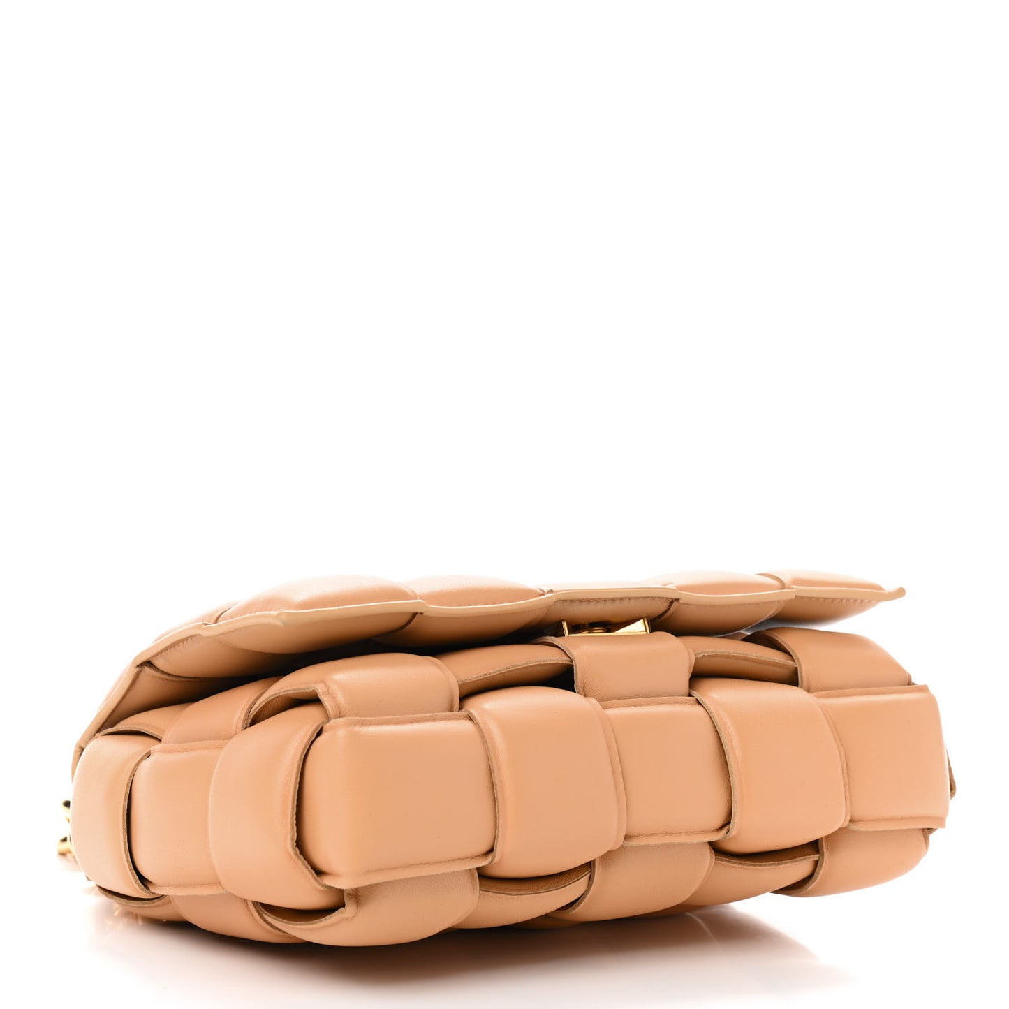 Lambskin Maxi Intreccio Padded Chain Cassette Crossbody Bag Almond