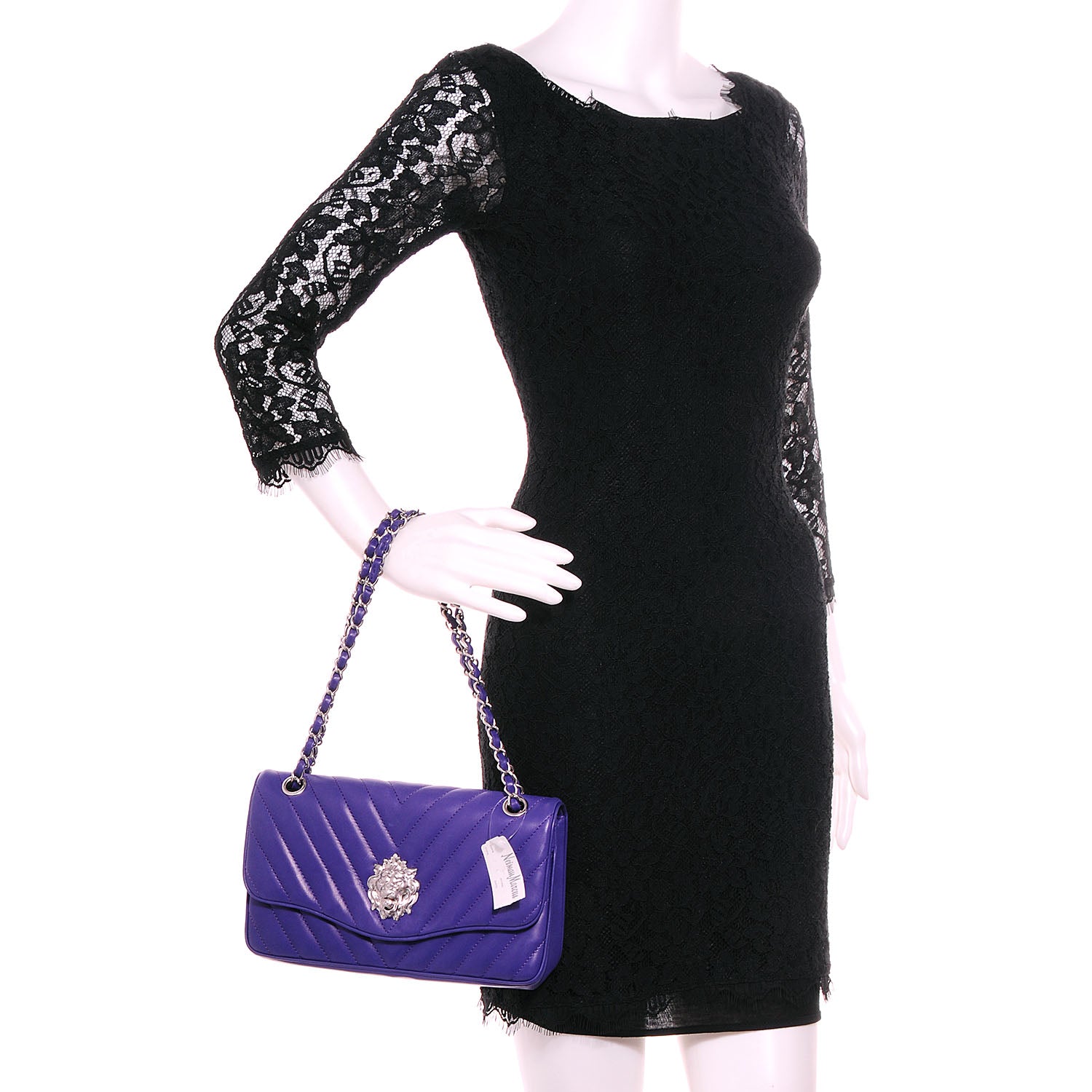 Chanel Lambskin Chevron Medium Leo Lion Flap Violet Fonce 2 of 10
