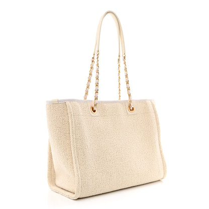 Chanel Lurex Boucle Small Deauville Tote Ivory 3 of 14