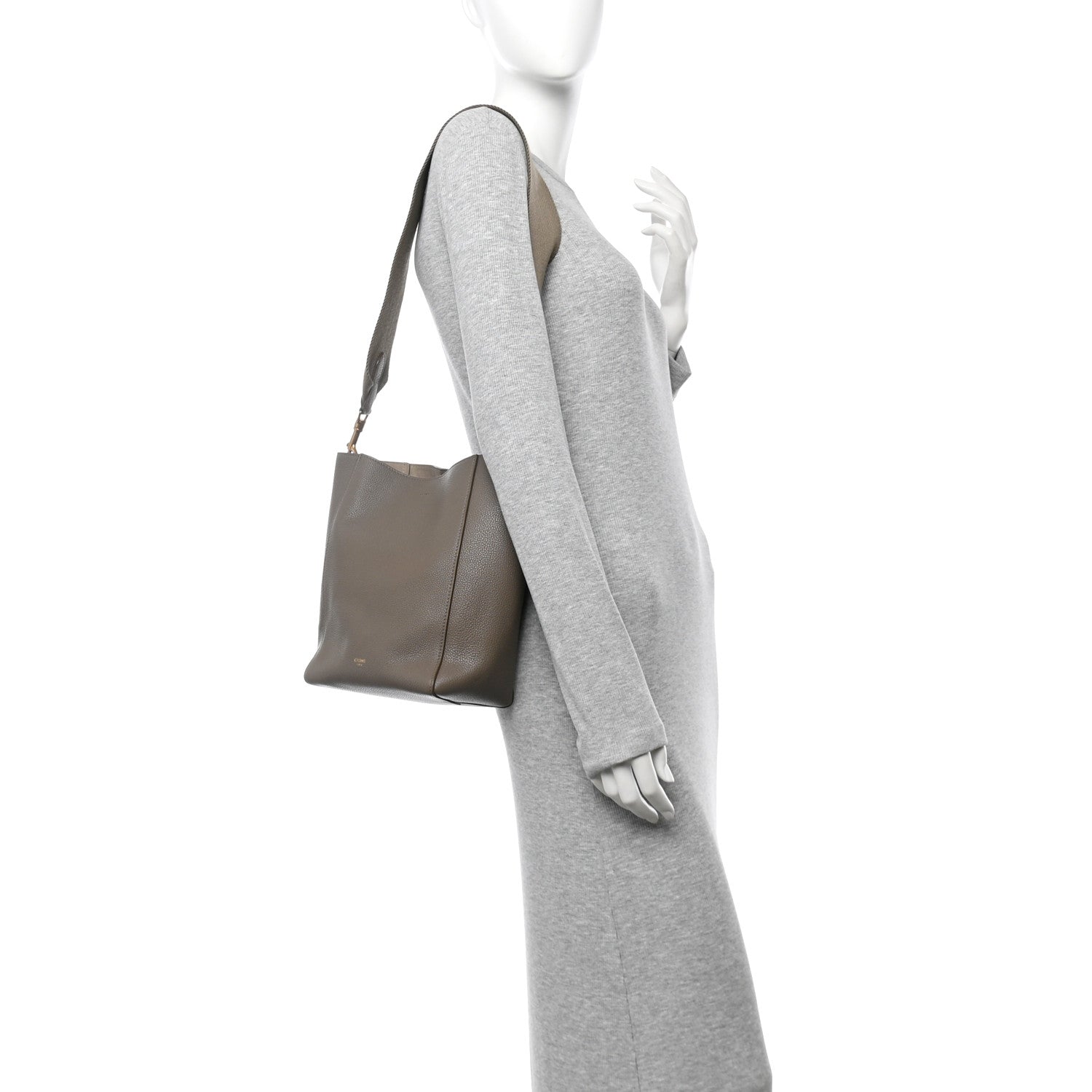 Celine Soft Grained Calfskin Small Sangle Bucket Bag Taupe 2 of 9